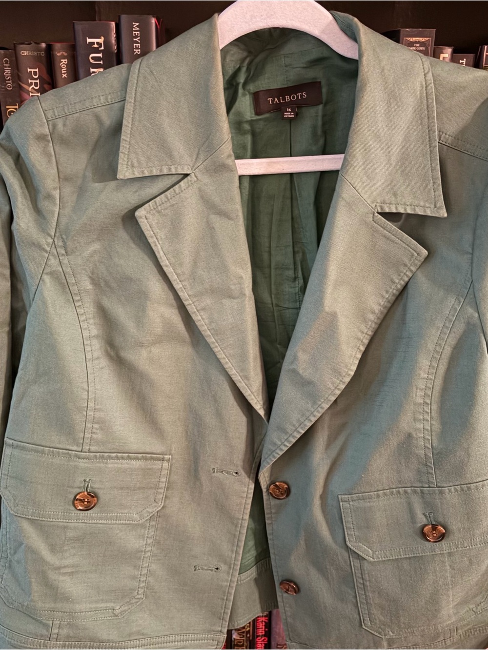 Talbots Green Lightweight Button-Front Jacket - Picture 2 of 3